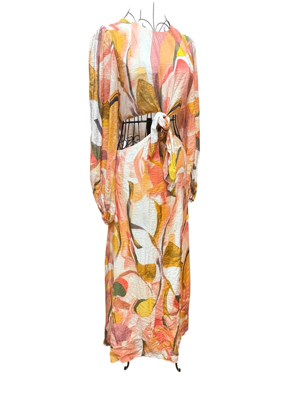 Petal & Pup Pastel Floral Cutout Maxi Dress in Orange, Yellow & Cream